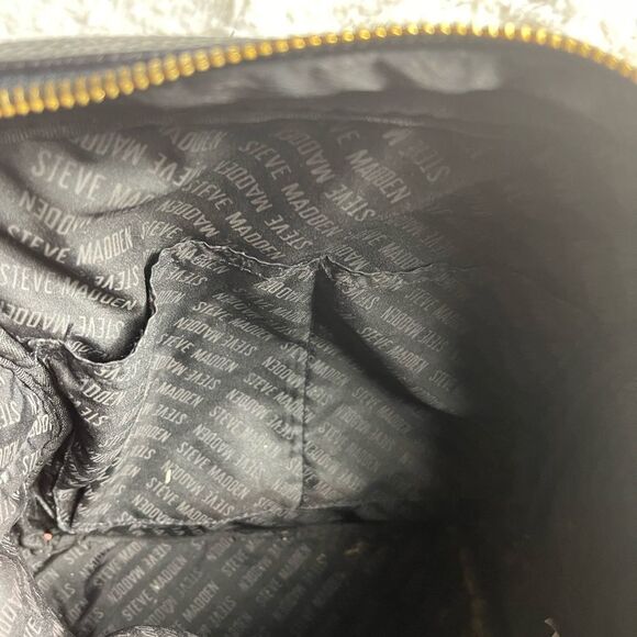 Steve Madden Black synthetic embossed small backpack gold tone hardwares. main image 10